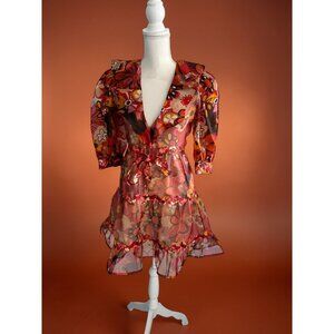 CELIA Floral Multicolor Sheer A Line Dress Size XS